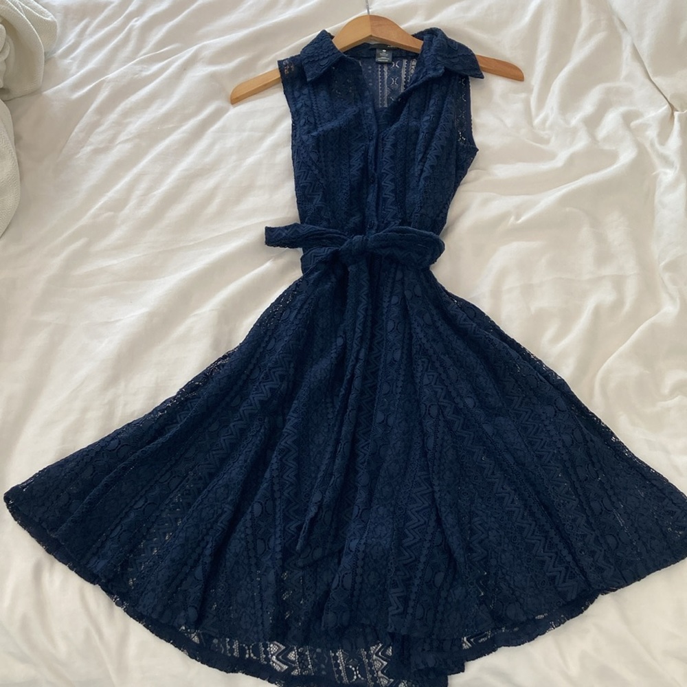 Aqua Cotton Lace Dress with Slip